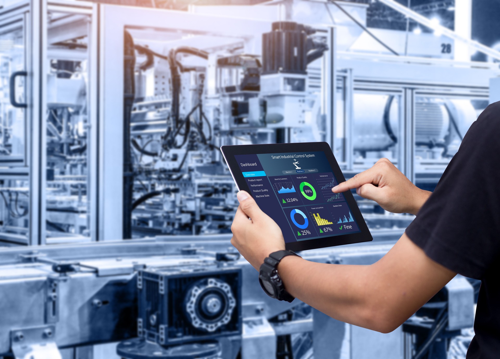 Concepto de control inteligente de la industria.